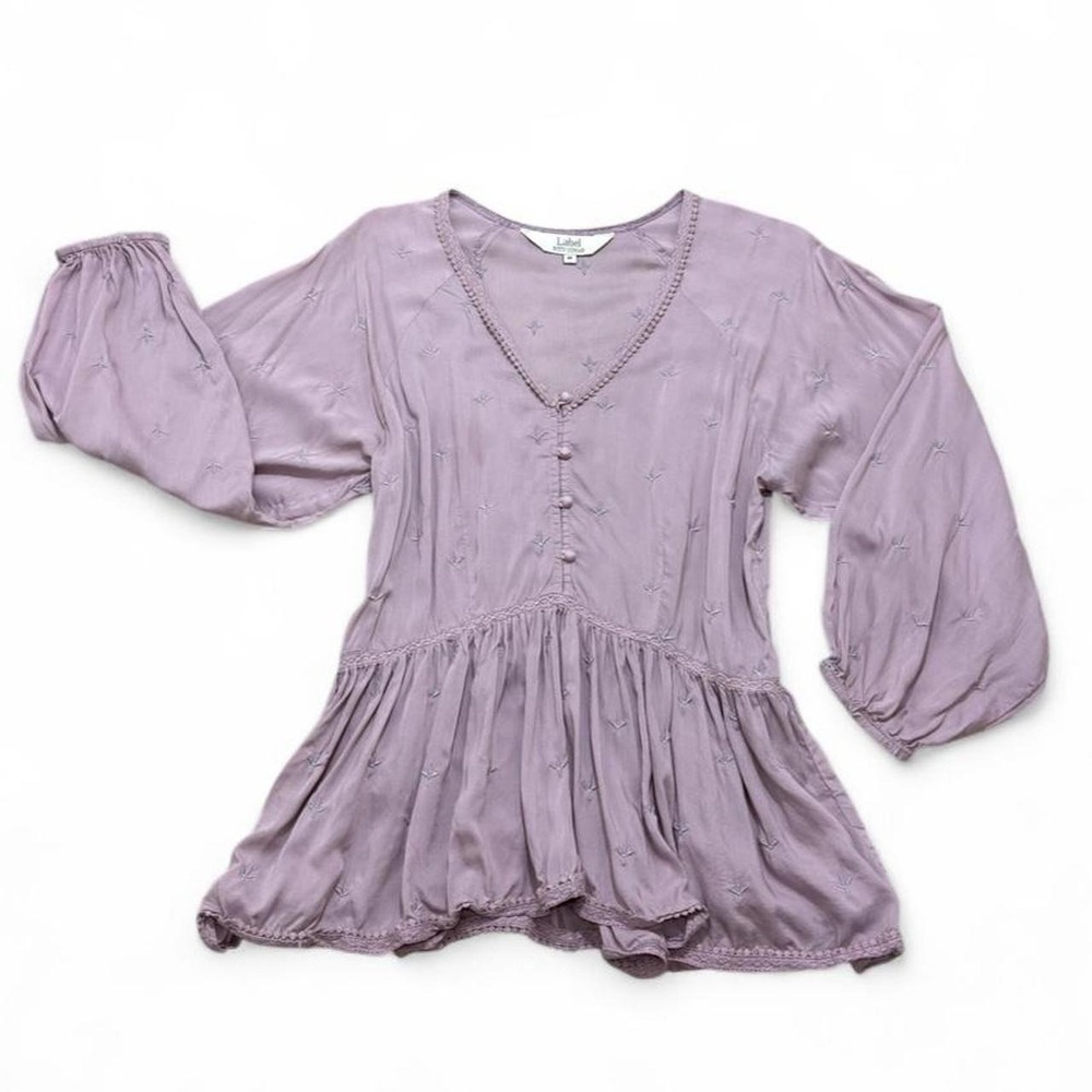 Cottagecore Boho Tunic Top 100% modal Peplum Lavender Embroidered Ritu Kumar M